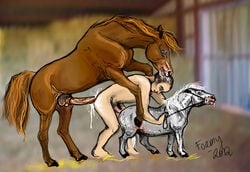 1boy anal anal_train bestiality cum foamy gay horse human human_only male male/male male_on_male male_only stallion zoophilia