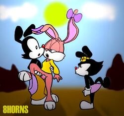 8horns animaniacs anthro babs_bunny bow caught clothing cub dot_warner female flower fur furry furry_only male mammal penis pussy rabbit sex skirt smooth_fur straight tiny_toon_adventures uncensored warner_brothers yakko_warner