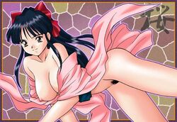 1998 1girls bow breasts clothing female large_breasts pubic_hair sakura_shinguji sakura_taisen sakura_wars sega senbata-rou tagme