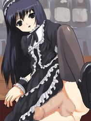 black_hair censored erection femboy goth mosaic_censoring moyashimon solo solo_male tagme trap yuuki_kei