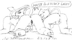 anthro anus ass ass_up balls birthday daughter david_siegl father father_of_the_pride feline female gaping gaping_pussy greyscale group hunter_(father_of_the_pride) imminent_incest imminent_sex inviting kate_(father_of_the_pride) lion lioness male mammal monochrome mother parent presenting presenting_hindquarters presenting_pussy pussy raised_tail sierra_(father_of_the_pride) son white_lion