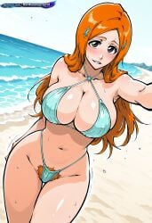 1girl 2d absurd_resolution absurdres adult aged_up ai ai-created ai_art ai_generated anime anime_coloring anime_screenshot areolae beach bikini bikini_bottom_pull bleach blush cel_shading cleavage clothing_pull clouds curvy deep_cleavage detailed_background digital_art dynamic_angle dynamic_pose erotic exhibitionism exibitionism exited explicit exposed_nipples female from_above glossy glossy_body glossy_skin gorgeous grey_eyes hair_between_eyes hair_ornament hairclip hentai hi_res high_contrast high_quality high_resolution highres huge_breasts in_heat inoue_orihime large_breasts leaning_forward long_hair looking_at_viewer micro_bikini narrow_waist nipple_slip nipples nsfw ocean orange_hair orihime_inoue outdoors patreon perfect_anatomy pervert_female pink_bikini plump presenting pubic_hair puffy_nipples pulling_own_clothes rating_explicit sand sea see-through_bikini sexy sexy_body sexy_female sexy_pose shiny_skin sideboob sky smile soft_shading solo solo_focus source_anime standing string_bikini suggestive tan tan_skin teasing teasing_viewer thick_thighs tite_kubo_style transparent_clothing underboob voluptuous voluptuous_body voluptuous_female water waves wide_hips
