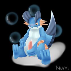 10s 2015 abstract_background animal_genitalia barefoot blush cum erection feral holding_penis looking_down male male_only masturbation nintendo nude nuroi penis pokémon_(species) pokemon sitting solo swampert video_games