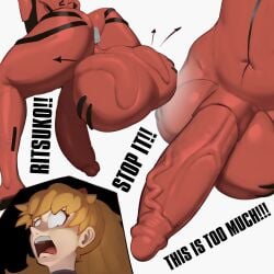 1futa 1girls ass asuka_langley_sohryu balls balls_expansion balls_growth balls_growth_(enlargement) begging_to_stop big_ass big_balls big_penis black_text bodysuit buttplug clothed clothed_futa comic dialogue english_text erection expansion expansion_sequence eyes_wide from_behind_view futanari huge_balls huge_penis hyper hyper_balls hyper_penis large_ass large_balls large_penis legs_spread light-skinned_futa light_skin long_hair lumu midriff mouth_open narrow_waist navel navel_visible_through_clothes neon_genesis_evangelion orange_hair penis penis_expansion penis_growth_(enlargement) penis_vein plugsuit plugsuit_(evangelion) red_bodysuit red_plugsuit redhead redhead_futa shocked simple_background skintight skintight_bodysuit solo solo_focus squat squatting surprised thick-thighs thighs top-down_view veiny_balls veiny_penis waist white_background yelling