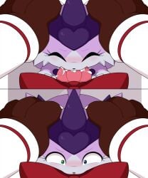 5:6 animal_genitalia animal_penis anthro asian_clothing big_penis blush bodily_fluids canid canine canine_genitalia canine_penis clothing comic crossgender cum cum_in_mouth cum_inside deep_throat dripping duo east_asian_clothing eyes_closed felid feline fellatio female_(lore) fox ftg_crossgender fti_crossgender genital_fluids genitals gynomorph hand_on_head heterochromia huge_penis intersex japanese_clothing km-15 knotting lumen_(km-15) mammal miko_outfit miu_(feeshyartist) oral oral_knotting oral_penetration penetration penile penis penis_in_mouth philikkahn precum precum_drip saliva saliva_on_penis sex side_view vein veiny_penis