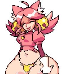 1girl bulge deltarune deltarune_chapter_5 dickgirl female_only flow1nriver mad_mew_mew mew_mew_(undertale) ripped_clothing thong undertale_(series)