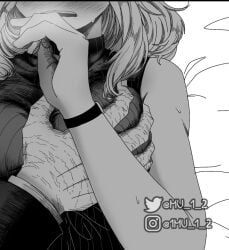 canon_couple fondling izuku_midoriya my_hero_academia ochako_uraraka visible_breath