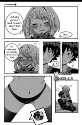 black_and_white blush canon_couple izuku_midoriya mu_1_2 my_hero_academia ochako_uraraka wet wet_pussy