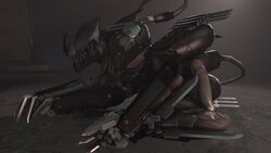 1boy 2015 3d anthro armor ass blade_wolf canine claws cum feral hi_res looking_at_viewer lying machine male male_only mammal mecha mechanical metal_gear metal_gear_rising nude penis rear_view robot russy_(artist) solo video_games weapon wolf