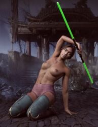 1girls 3d breasts dark-skinned_female dark_skin female jade_(mortal_kombat) mortal_kombat nipples solo thedark12345