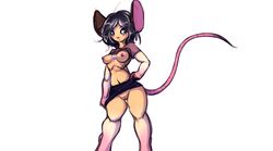 anthro black_hair blue_eyes blush breasts chest_tuft clothing female fur furry hair mammal mouse nipples plain_background pussy rodent shirt shirt_lift skirt skirt_lift solo tuft underwear watsup