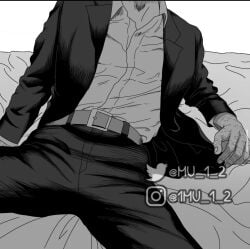 black_and_white izuku_midoriya mu_1_2 on_bed solo_male suit