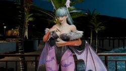 3d big_breasts breasts capcom darkstalkers female giantess implied_vore morrigan_aensland poking_chest smile succubus tagme themightyhq thick_thighs vore