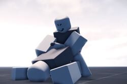 2boys 3d 3d_artwork background before_sex blocky_body doggy_style dominant dominant_male dummy_(roblox) embarrassed evil_face gay gray_skin holding_penis no_dialogue on_floor penis roblox roblox_studio robloxian touching_hip