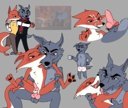cartoon dancing dilf don't_eat_the_neighbours facial fox gay grey_fur lost_media male/male old_man_yaoi orange_fur wolf