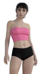 1girl ai_assisted black_hair black_shorts crop_top female female_only girl girl_only lost_records:_bloom_&_rage nora_malakian only_female only_girl shorts strapless_bra strapless_dress strapless_top teen teen_female teen_girl teenage_female teenage_girl teenager white-skin white-skinned_female white_skin white_skinned_female