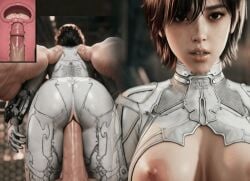 ai_generated breasts evie_(stellar_blade) female penetration_from_behind realistic short_hair shower shower_room stellar_blade:_blood_rain tagme tomboy tomboyish video