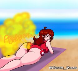 beach beach_background fart fart_cloud fart_fetish farting friday_night_funkin girlfriend_(friday_night_funkin) ketrita