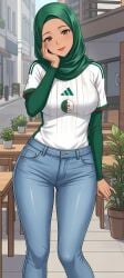 ai_assisted ai_generated algeria female football football_uniform hijab hijabi jeans world_cup