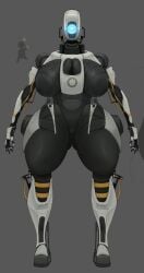 1girl 1girls ass_visible_through_thighs big_breasts blue_eyes breasts curvaceous curvy curvy_body curvy_female curvy_figure cyclops female female_focus female_only glados glados_(humanoid) hips large_breasts metallic_body mothsunshine navel nipples no_mouth one_eye portal_(series) robot robot_girl robot_humanoid standing thick_thighs valve wide_hips