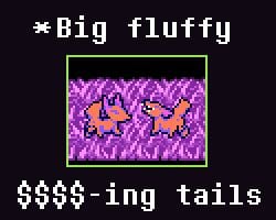 5:4 animated animated_gif anus balls bouncing_balls butt canid canine darkner deltarune digital_media_(artwork) duo dustyspaghetti english_text feral fox genitals looking_back loop male mammal netskie open_mouth orange_body pixel_(artwork) pixel_animation presenting shaking_butt short_playtime tail teeth text undertale_(series)