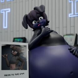 1boy absolutegoofny ass bbm big_ass blueberry_inflation bubble_ass bubble_butt chubby crop_top femboy furry huge_ass inflation koby_(absolutegoofny) looking_at_viewer male overweight standing tagme teapot_(body_type) thick_thighs trap wide_hips