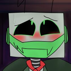 1boy blush blushing_at_viewer closeup clothing eyes_up face_closeup front_view gay gay_male looking_up male male_only mechanical metallic_body oc original_character robot robot_humanoid smile submissive_male vampires_hell