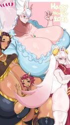 4girls big_breasts boob_window breasts busty cleavage dragon dragon_girl dragon_humanoid enormous_breasts female female_only giant_breasts gigantic_breasts ginormous_breasts hildra_(goodhorny69) huge_breasts huge_thighs hyper_breasts large_breasts massive_breasts mother_and_daughter plump_thighs small_breasts sushi_(yakisoba_010605) thick_thighs thighs thunder_thighs valdeia_(goodhorny69) voluptuous voluptuous_female yakisoba_010605 zui_(yakisoba_010605)