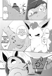 azuma_minatsu blush comic duo eeveelution female feral glaceon kemono leafeon male nintendo penis pokemon pokemon_(species) pussy sex straight translated video_games