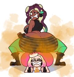 ass briefondue bubble_butt butt_bump fart fart_cloud fart_fetish marina_(splatoon) pearl_(splatoon) splatoon splatoon_2