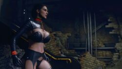 3d animated drslumpx game_cg gif jill_valentine jill_valentine_(sasha_zotova) large_breasts leather_clothing loop resident_evil resident_evil_3 slideshow thong