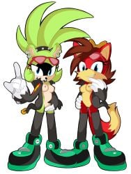 2girls boobs boobs_out breasts breasts_out female_only fiona_fox j_nsfw pussy sonic_(series) sonic_the_hedgehog_(series) surge_the_tenrec