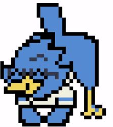 1boy animated animation anonymous_artist ass_up avian bent_over berdly bird bird_boy bird_tail blue_body bottomless bottomless_male closed_eyes deltarune deltarune_chapter_2 furry glasses head_down_ass_up loop male male_only no_source raised_eyebrow shaking_ass shaking_butt short_sleeves simple_background smile solo sprite sprite_art sprite_edit tail tail_wagging thick_ass thick_thighs wagging_tail white_background white_shirt yellow_beak