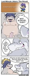 anthro blush comic cum drooling duo english_text fish hippopotamus humor male mammal marine multiple_males overweight penis saliva shark text wanikami yaoi