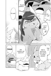 ambiguous_gender anthro azuma_minatsu blush comic eevee eeveelution female glaceon group jolteon kemono monochrome nintendo pokemon pussy_juice tears translated video_games