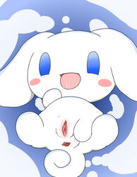 1girls anus beady_eyes blue_eyes blush canine cinnamon_(cinnamoroll) cinnamoroll cinnamoroll_(series) female feral fluffy_fluffy_cinnamoroll fur long_ears looking_at_viewer mammal presenting pussy rule_63 sanrio smile solo spreading tongue white_fur