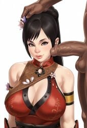 ai_generated bikini black_skin blacked cfnm chinese_clothes clothed clothed_female clothed_female_nude_male dark-skinned_male dark_skin dynasty_warriors frown hand_on_head huge_breasts huge_cock koei_tecmo lian_shi lianshi maou_alba micro_bikini muscular_male navel nervous nervous_expression partial_male pout romance_of_the_three_kingdoms seelenwanderer_(artist) small_breasts surprised