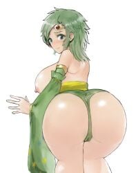 ass big_ass big_breasts breasts final_fantasy final_fantasy_iv green_hair huge_ass large_breasts looking_back nipples rydia topless