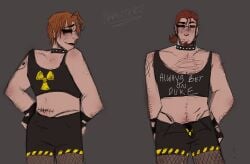 body_hair choker duke_nukem duke_nukem_(series) fishnet_stockings fishnets ginger ginger_hair ginger_pubic_hair male_focus mullet piercings postal_(series) postal_doe postal_dude pubic_hair_peek sunglasses sunglasses_on_face thong tramp_stamp