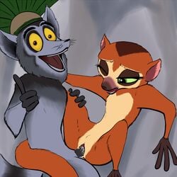 all_hail_king_julien clitoris clover_(madagascar) dreamworks duo female fur green_eyes grey_fur king_julien layriding lemur madagascar_(series) male mammal nude penetration penis primate pussy sex straight vaginal_penetration whiskers