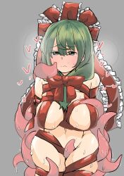 green_eyes green_hair kagiyama_hina red_ribbon restrained tentacle tentacle touhou tsukudayosiharu