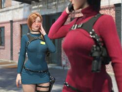 2girls 3d ada_wong ada_wong_(adriana) ada_wong_(cosplay) ass big_ass big_breasts breasts bust busty capcom chest curvaceous curvy curvy_figure female female_focus flustered ginger ginger_hair hips hourglass_figure huge_ass huge_breasts human large_ass large_breasts legs light-skinned_female light_skin mature mature_female morgan_tylle_(word2) resident_evil resident_evil_4 slim_waist thick thick_hips thick_legs thick_thighs thighs voluptuous waist wide_hips word2 yuri