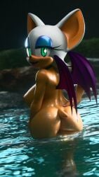 1girl 2024 3d 3d_(artwork) 3d_model anthro ass asscheeks back_view bat_wings breasts chiropteran fully_nude glistening_water green_eyes lipstick looking_at_viewer looking_over_shoulder mathias_foxxo_(artist) mobian mobian_(species) mobian_bat naked night night_sky nottanj outdoors painted_nails river rouge_the_bat rouge_the_bat_(nottanj) seductive_look sega side_nipple sideboob small_tail solo sonic_(series) sonic_adventure_2 sonic_the_hedgehog_(series) standing_in_water water wet_ass wet_body white_hair wings