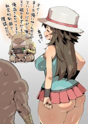 1girls 2024 2others ^_^ ambiguous_gender angry ass bare_shoulders breasts brown_hair bucket_hat closed_eyes clothed clothing dialogue electricity female flying_sweatdrops game_console gradient_background green_shirt hand_on_hip handheld_game_console hat highres hitmonlee huge_ass japanese_text large_breasts leaf_(pokemon) lighting long_hair looking_at_another mandibles miniskirt muscles nintendo nintendo_switch nipple_bulge no_bra open_mouth petitdry pinsir playing_videogame pleated pokemon pokemon_(species) pokemon_frlg pokemon_rgby red_skirt shirt simple_background sitting skirt sleeveless sleeveless_shirt smile standing sweat sweatdrop text thick_thighs thighs translated wristband