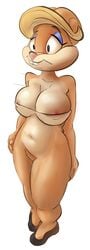 2015 anthro big_boobs big_breasts breasts bunny_ears clothing covered_nipples female huge_breasts lagomorph looney_tunes mammal milf mother nipples parent patricia_bunny rabbit saran-rape solo the_looney_tunes_show warner_brothers wide_hips