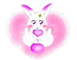 :3 anthro blush chest_tuft chima clover comic cute eyelashes female fur furry happy_happy_clover heart japanese lagomorph long_ears mammal manga pixiv purple_eyes rabbit sayuri_tatsuyama shamrock short_fur solo suvaru tuft white_fur