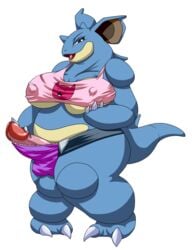 1futa anthro big_breasts big_penis breasts clothing cutoffs darthglacier denim_shorts dickgirl futanari huge_cock intersex large_breasts nidoqueen nintendo overweight penis pokemon pokemon_(species) shirt shorts solo video_games wide_hips