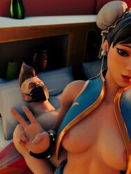 1boy 1girls 3d accurate_art_style breasts capcom chun-li chun-li_(fortnite) drift_(fortnite) female fortnite fortnite:_battle_royale human male street_fighter