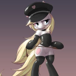 aryanne aryanne_(mlp) bipedal blue_eyes collar corset equine female furry furry_only hat horse mammal my_little_pony non-anthro pony pussy solo whip