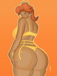 2d 2d_(artwork) ass big_ass butt_crack lingerie mario_(series) princess_daisy skullyarts